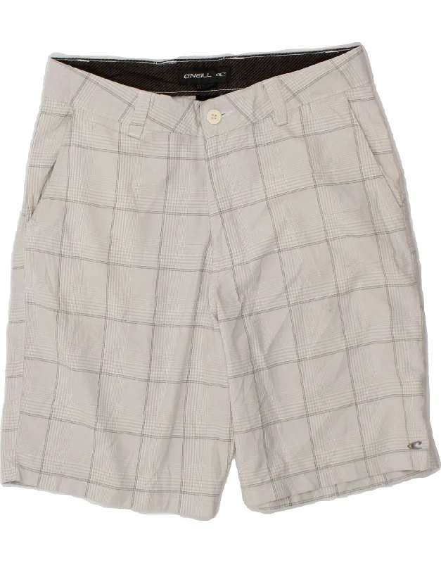 men's short-sleeve casual shirts -O'NEILL Mens Chino Shorts W32 Medium Grey Check Polyester