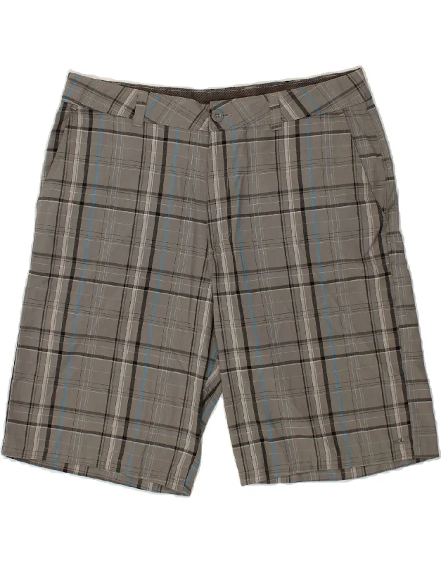 men's classic short-sleeve shirts -O'NEILL Mens Chino Shorts W36 Large  Grey Check Polyester