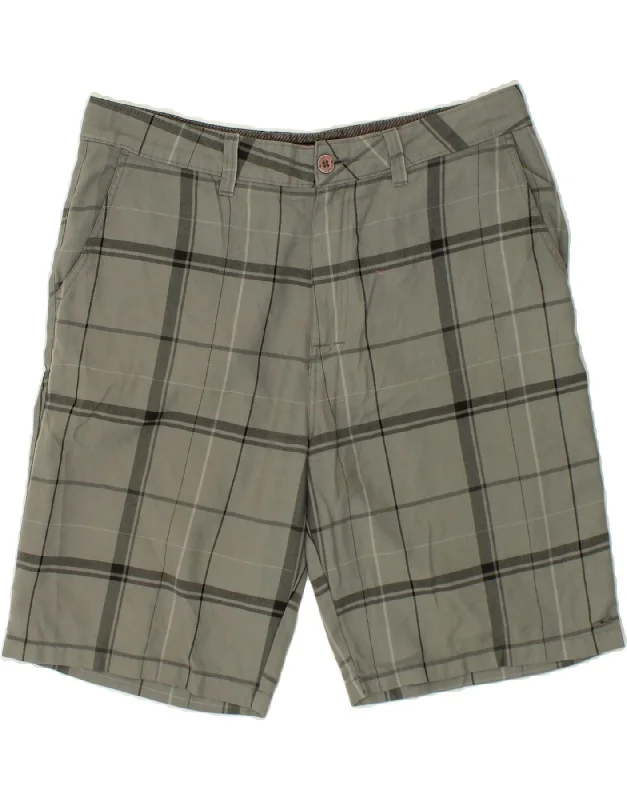 men's solid color shirts -O'NEILL Mens Chino Shorts W36 Large  Grey Check Polyester