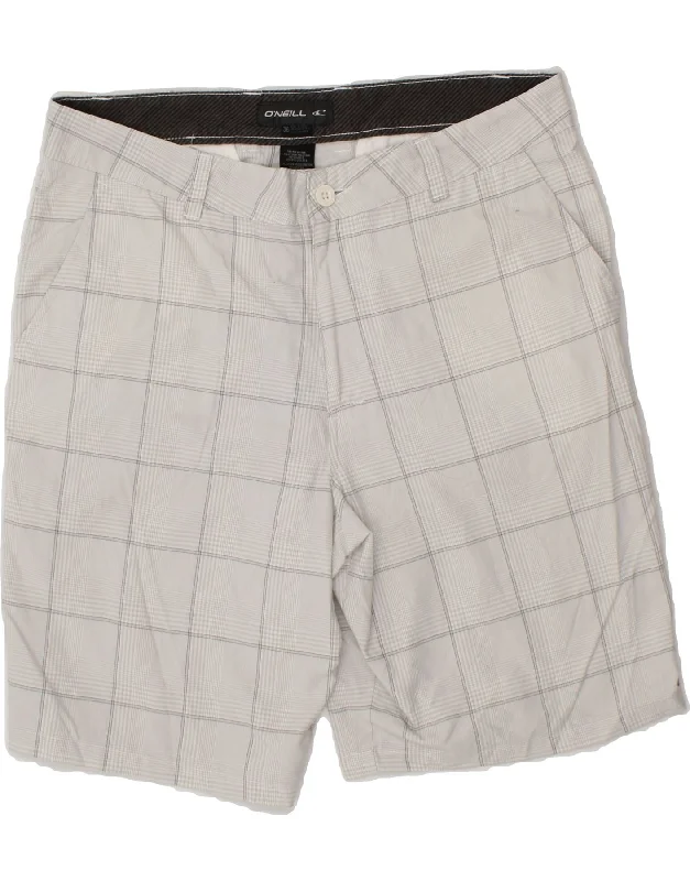 men's checkered shirts -O'NEILL Mens Chino Shorts W36 Large Grey Check Polyester