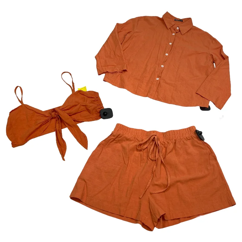 men's daily wear shirts -Orange Shorts Set Shein, Size S