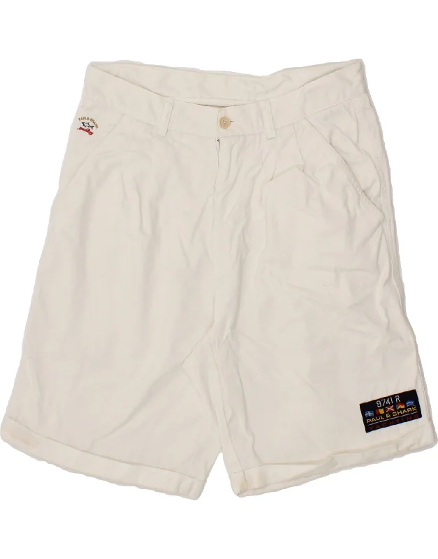 men's long-sleeve shirts -PAUL & SHARK Mens Chino Shorts IT 48 Medium W30  White Cotton