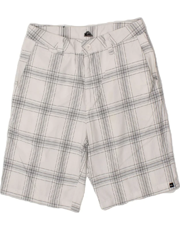 men's office button-up shirts -QUIKSILVER Mens Chino Shorts W30 Medium Grey Check Polyester