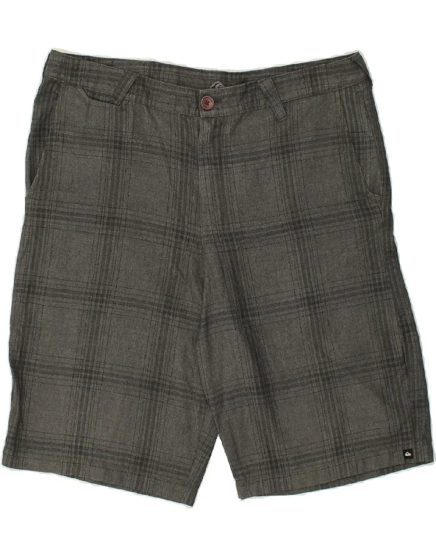 men's lightweight shirts -QUIKSILVER Mens Chino Shorts W36 Large Grey Check Polyamide