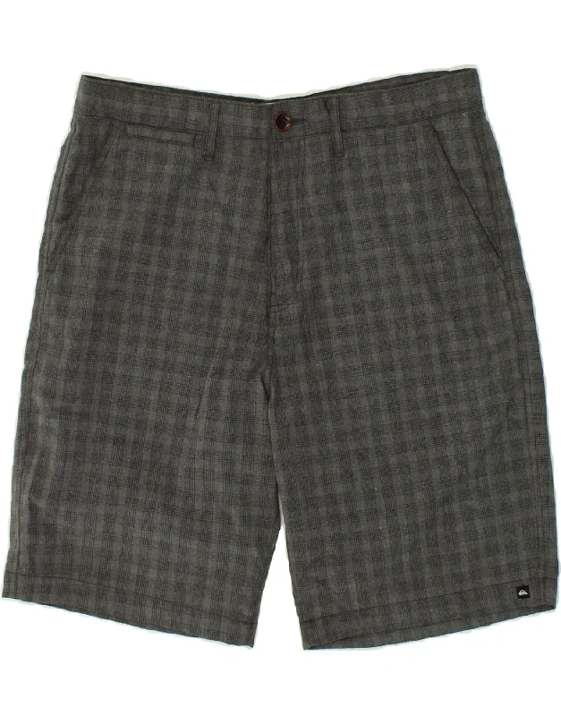 men's classic short-sleeve shirts -QUIKSILVER Mens Regular Chino Shorts W32 Medium Grey Check Polyester