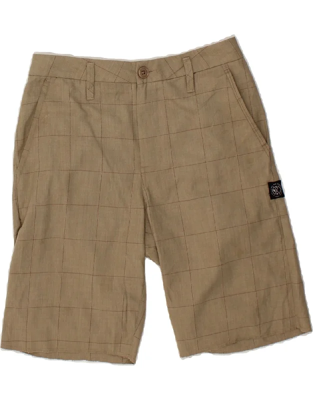 men's formal shirts -RIP CURL Mens Chino Shorts W30 Medium Beige Check Polyester