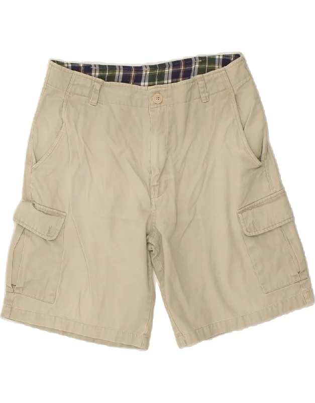 men's casual shirts -SLAM Mens Cargo Shorts Medium W32  Beige Cotton