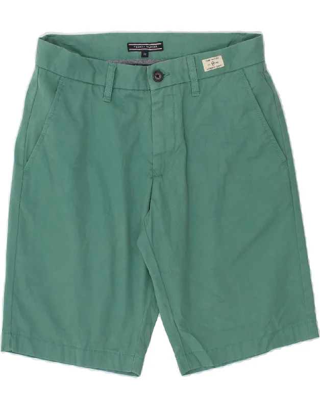 men's solid color shirts -TOMMY HILFIGER Mens Chino Shorts W30 Medium Green Cotton