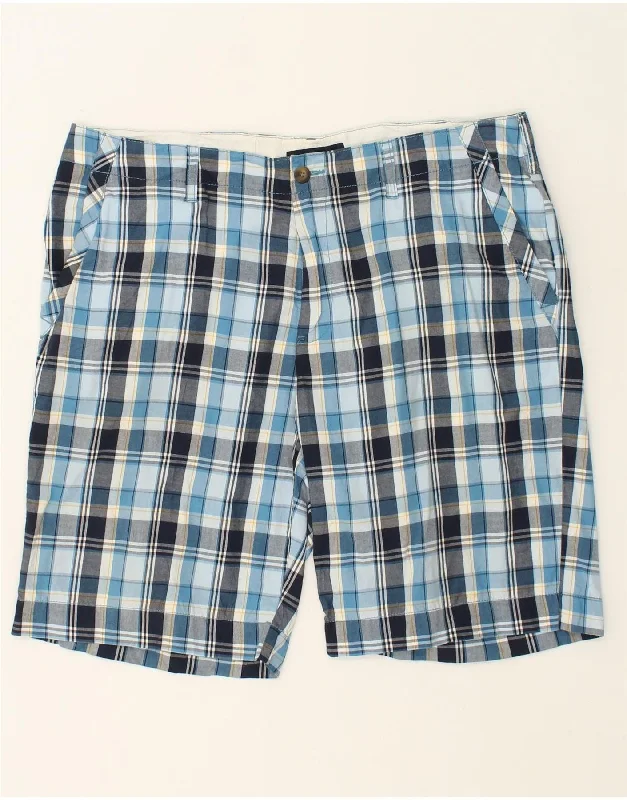 men's cotton-blend shirts -TOMMY HILFIGER Mens Chino Shorts W38 XL Blue Check Cotton