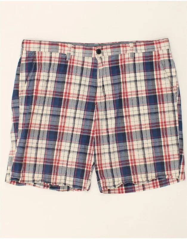 men's linen shirts -TOMMY HILFIGER Mens Custom Fit Chino Shorts W40 XL Blue Check Cotton