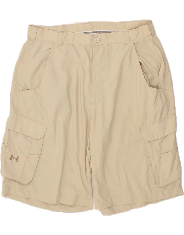 men's stylish office shirts -UNDER ARMOUR Mens Cargo Shorts W36 Large  Beige Nylon