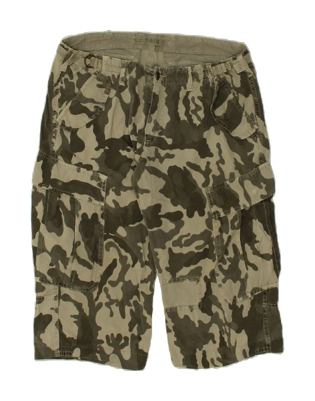 men's patterned shirts -VINTAGE Mens Cargo Shorts IT 48 Medium W36  Khaki Camouflage Cotton