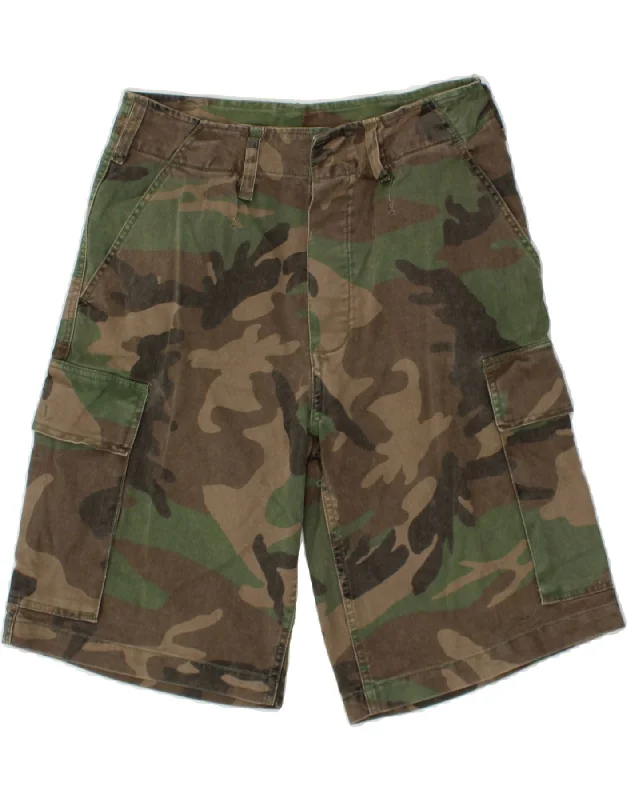 men's solid color shirts -VINTAGE Mens Cargo Shorts  Small W30 Khaki Camouflage Cotton