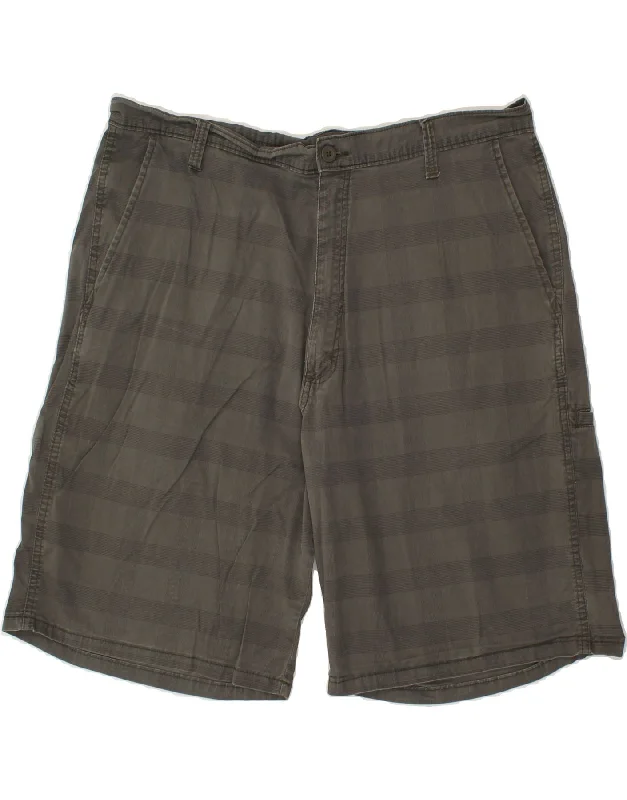 men's classic button-up shirts -WRANGLER Mens Cargo Shorts W38 XL Grey Check Cotton