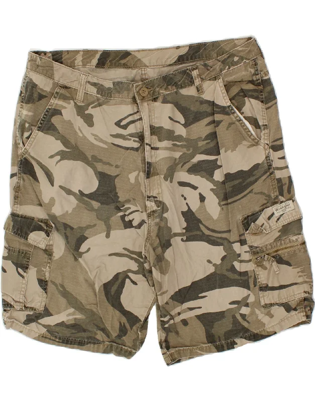 men's stylish short-sleeve shirts -WRANGLER Mens Cargo Shorts W40 XL Beige Camouflage