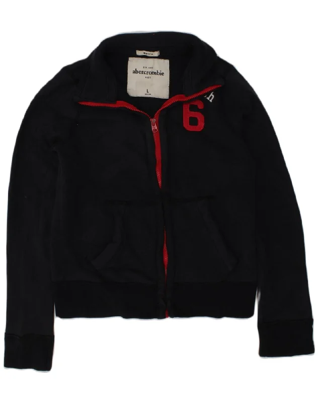 men's travel jackets -ABERCROMBIE & FITCH Boys Tracksuit Top Jacket 10-11 Years Large Navy Blue