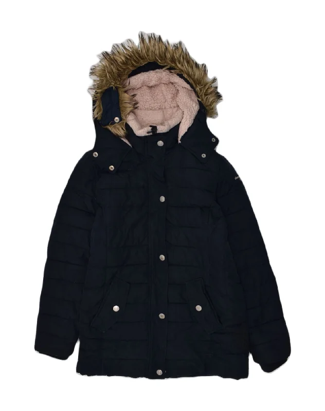 men's formal jackets -ABERCROMBIE & FITCH Girls Hooded Padded Jacket 13-14 Years Navy Blue Nylon