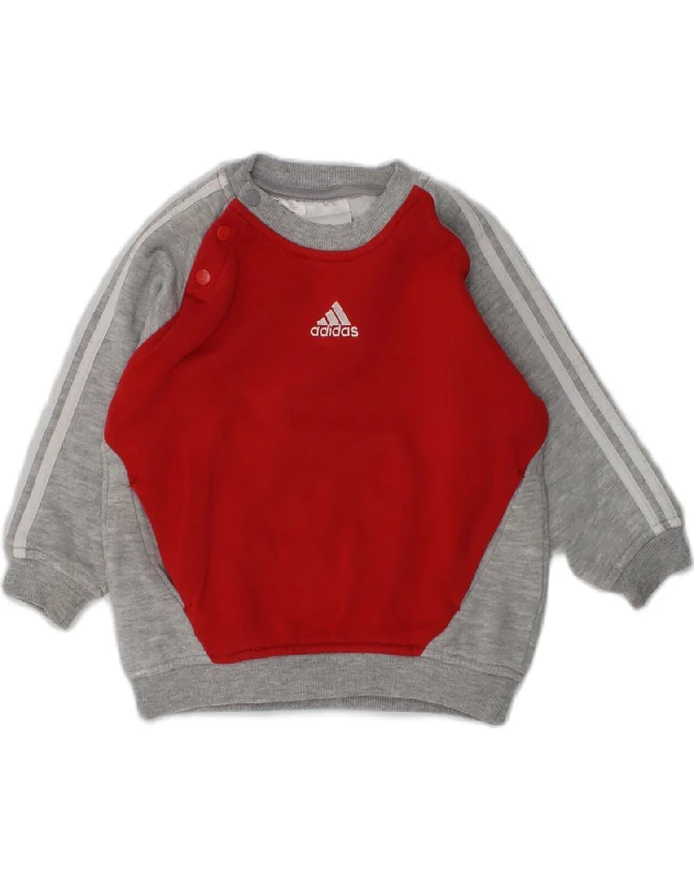 men's hoodie for casual wear -ADIDAS Baby Boys Sweatshirt Jumper 12-18 Months Grey Colourblock Cotton