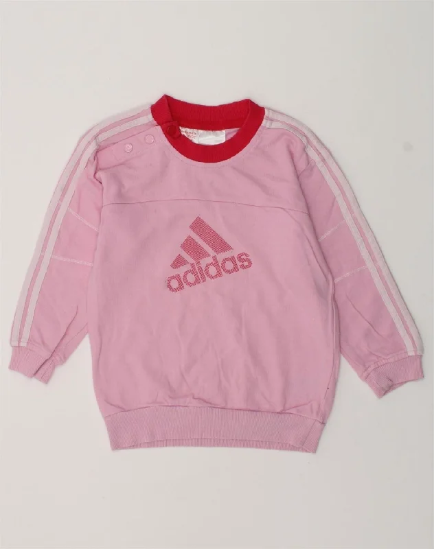 men's athletic fit sweatshirts -ADIDAS Baby Girls Graphic Sweatshirt Jumper 12-18 Months Pink Cotton