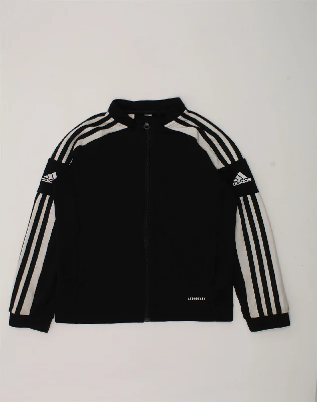 men's outdoor adventure jackets -ADIDAS Boys Aeroready Tracksuit Top Jacket 9-10 Years Black Polyester