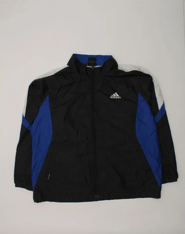 men's casual outerwear jackets -ADIDAS Boys Clima Proof Tracksuit Top Jacket 13-14 Years Black