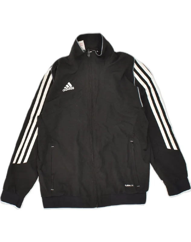 men's classic leather jackets -ADIDAS Boys Climalite Graphic Tracksuit Top Jacket 7-8 Years Black