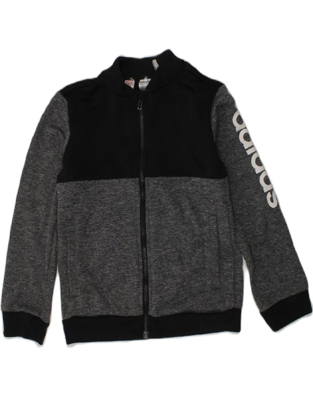 men's casual jackets -ADIDAS Boys Climalite Graphic Tracksuit Top Jacket 7-8 Years Grey