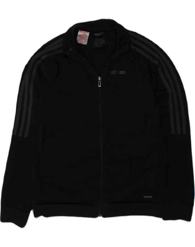 men's formal jackets -ADIDAS Boys Climalite Tracksuit Top Jacket 11-12 Years Black Polyester