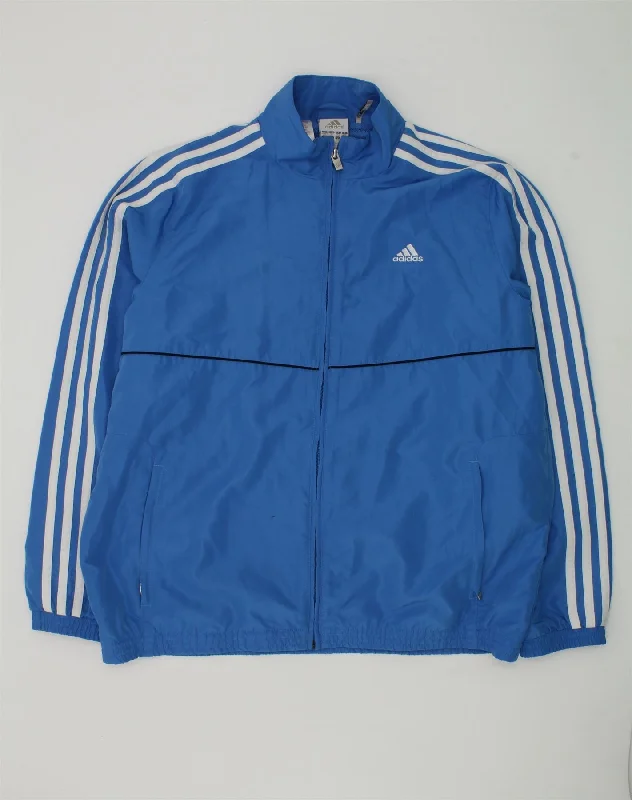 men's denim jackets -ADIDAS Boys Climalite Tracksuit Top Jacket 15-16 Years Blue Polyester