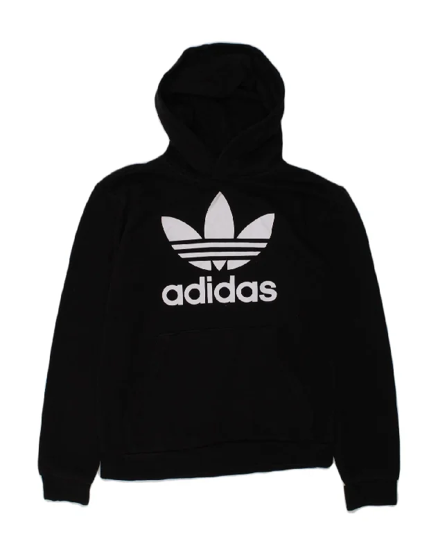 men's heavy-duty hoodies -ADIDAS Boys Graphic Hoodie Jumper 11-12 Years Black Cotton