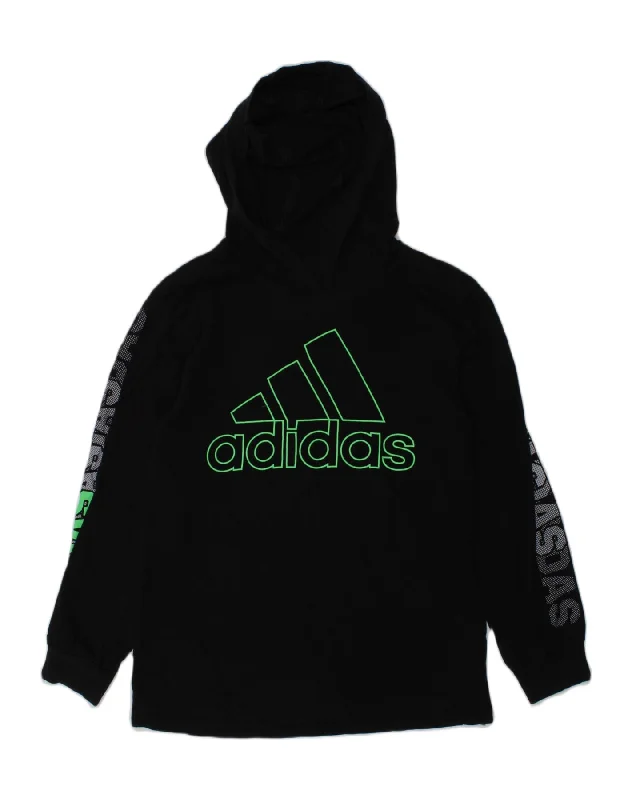 men's thick hoodies for winter -ADIDAS Boys Graphic Hoodie Jumper 6-7 Years Black Cotton