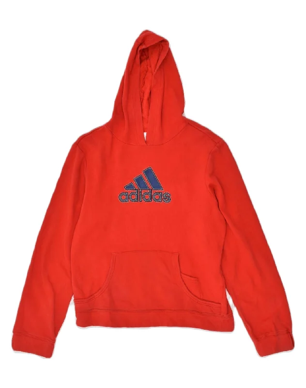 men's oversized hoodie sweatshirt -ADIDAS Boys Graphic Hoodie Jumper 9-10 Years Red Cotton