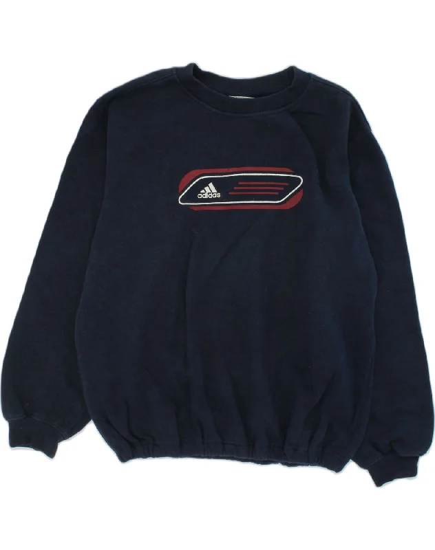 men's colorful hoodies -ADIDAS Boys Graphic Sweatshirt Jumper 11-12 Years Navy Blue Cotton