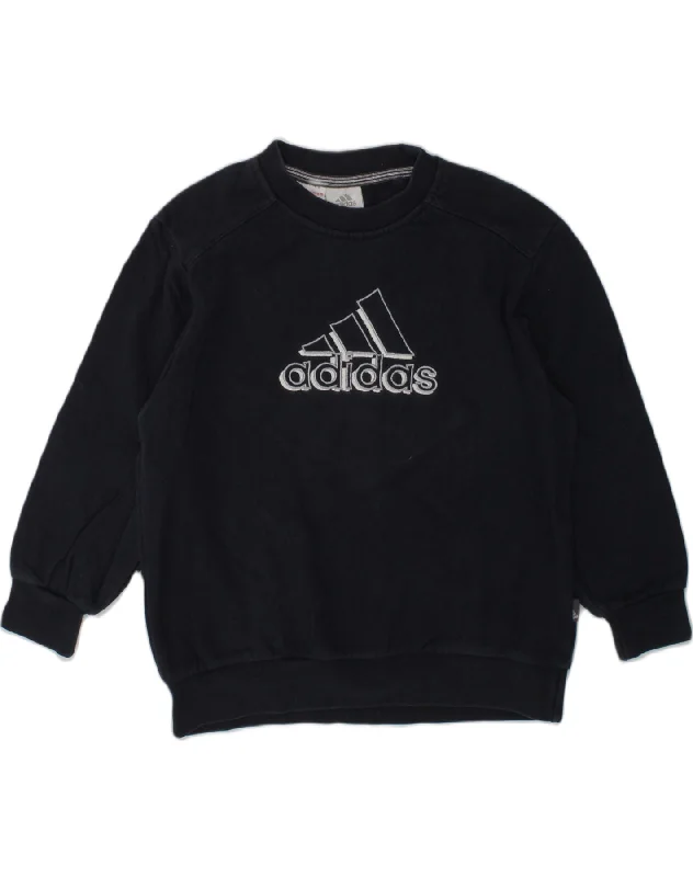 men's lightweight sweatshirts -ADIDAS Boys Graphic Sweatshirt Jumper 5-6 Years Navy Blue Cotton