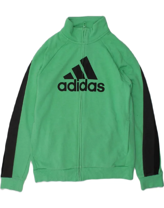 men's warm parkas for winter -ADIDAS Boys Graphic Tracksuit Top Jacket 11-12 Years Green Cotton