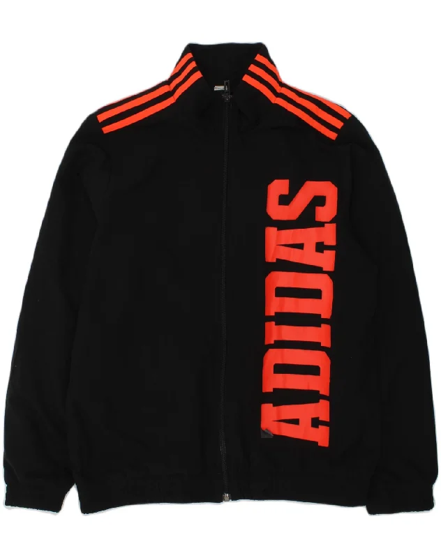 men's winter jackets with hood -ADIDAS Boys Graphic Tracksuit Top Jacket 15-16 Years Black