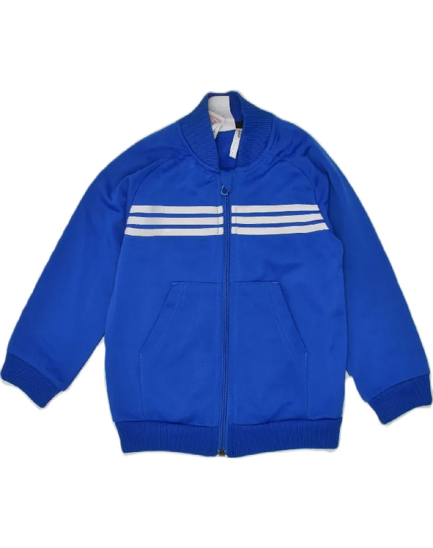 men's down jackets -ADIDAS Boys Graphic Tracksuit Top Jacket 2-3 Years Blue Polyester