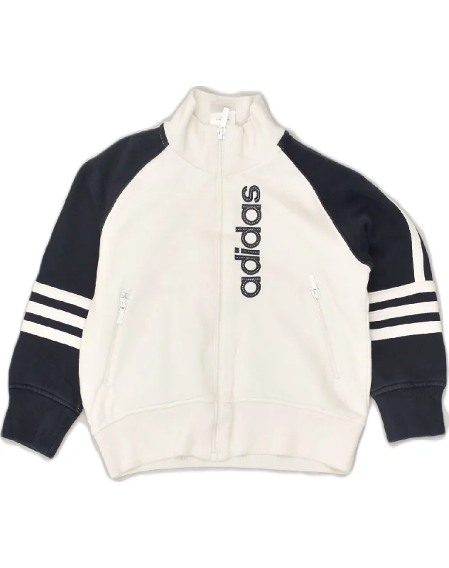 men's quilted jackets -ADIDAS Boys Graphic Tracksuit Top Jacket 3-4 Years White Colourblock