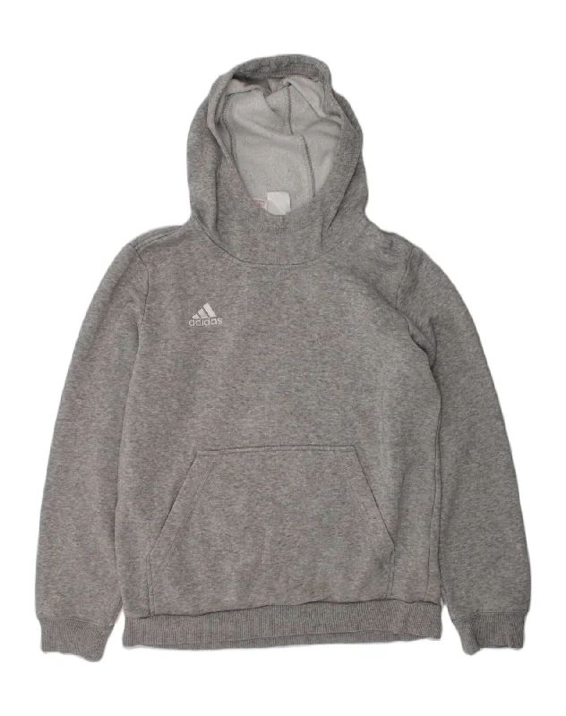 men's printed graphic sweatshirts -ADIDAS Boys Hoodie Jumper 11-12 Years Grey Cotton