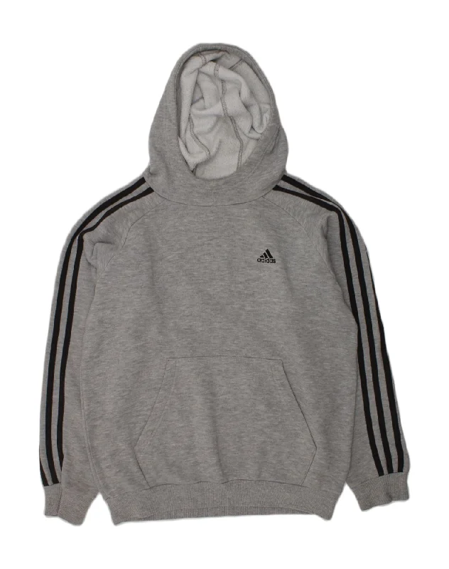 men's hoodie with designs -ADIDAS Boys Hoodie Jumper 11-12 Years Grey Cotton