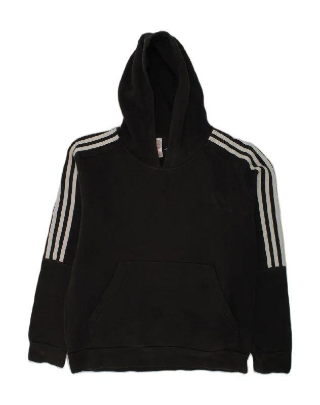 men's graphic print hoodies -ADIDAS Boys Hoodie Jumper 13-14 Years Black Cotton