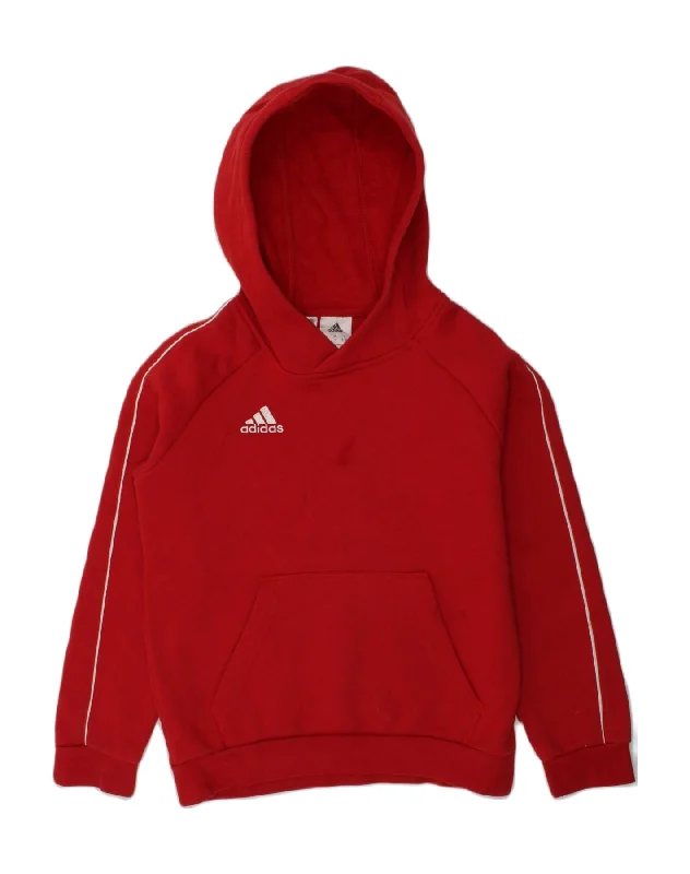 men's casual zip-up hoodies -ADIDAS Boys Hoodie Jumper 9-10 Years Red Cotton