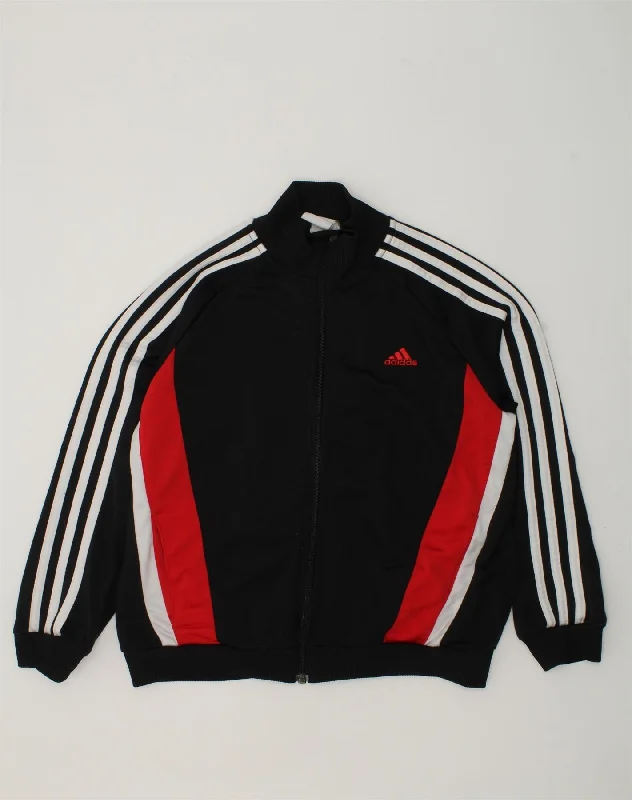 men's insulated winter jackets -ADIDAS Boys Tracksuit Top Jacket 11-12 Years Black Colourblock Polyester