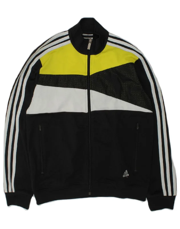 men's warm jackets for fall -ADIDAS Boys Tracksuit Top Jacket 11-12 Years Black Colourblock Polyester