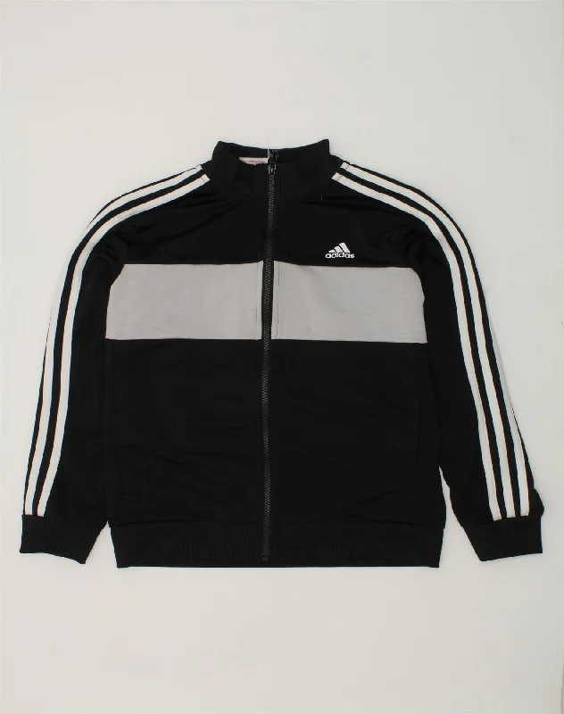 men's insulated jackets -ADIDAS Boys Tracksuit Top Jacket 11-12 Years Black Colourblock Polyester