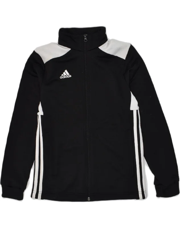 men's wool jackets -ADIDAS Boys Tracksuit Top Jacket 11-12 Years Black Colourblock Polyester