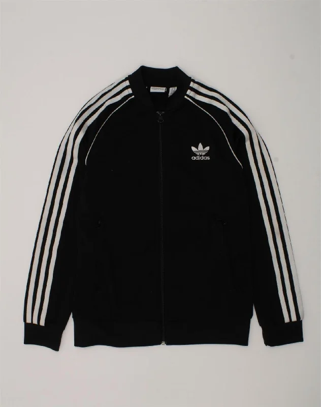 men's trench coats -ADIDAS Boys Tracksuit Top Jacket 11-12 Years Black Polyester