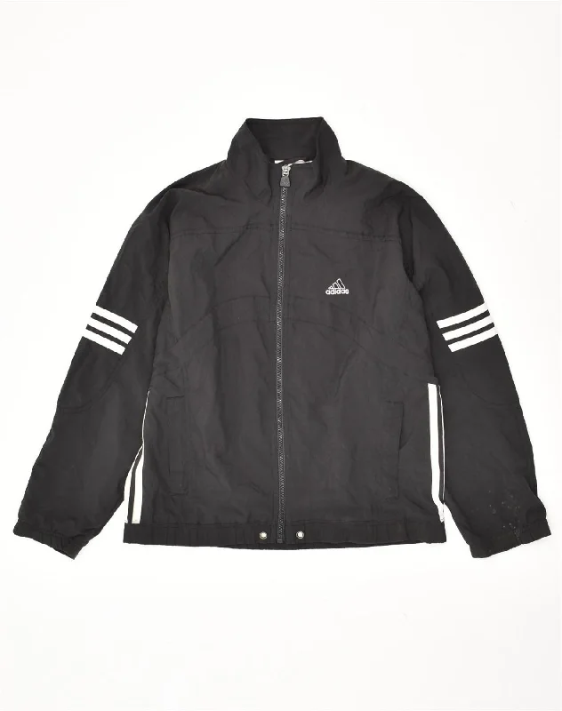 men's waterproof puffer jackets -ADIDAS Boys Tracksuit Top Jacket 11-12 Years Black Polyester