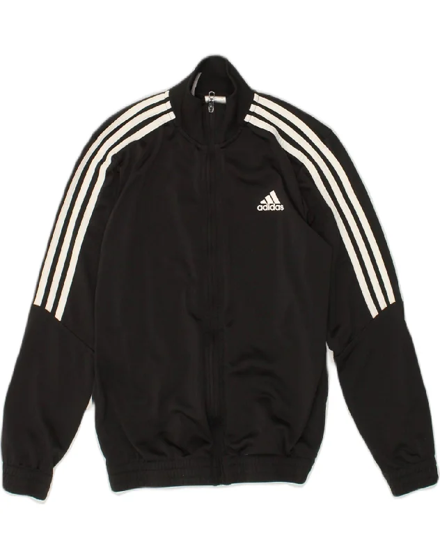 men's wool jackets -ADIDAS Boys Tracksuit Top Jacket 11-12 Years Black Polyester