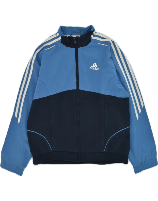 men's waterproof jackets -ADIDAS Boys Tracksuit Top Jacket 11-12 Years Blue Colourblock Polyester